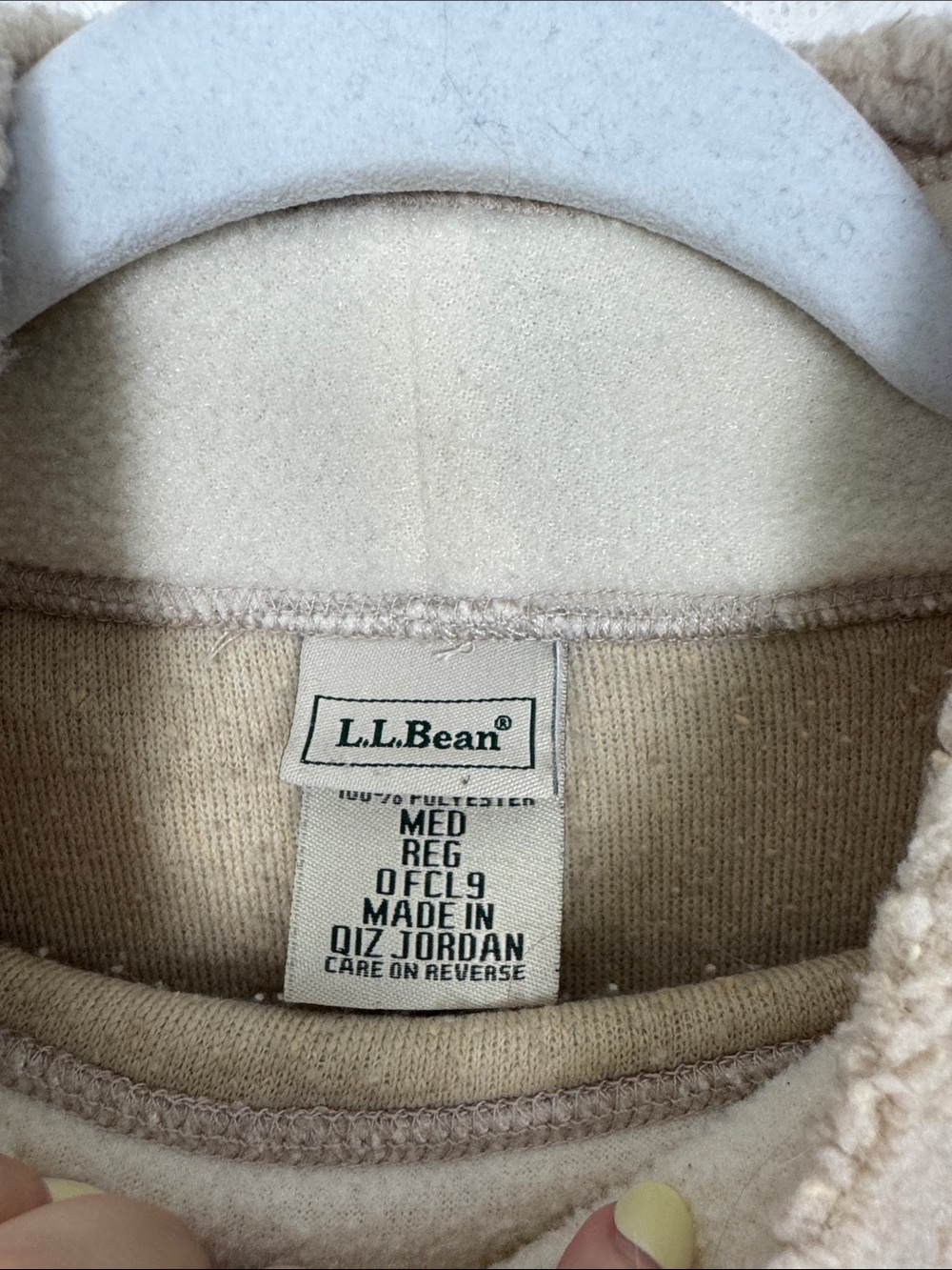 L.L. Bean Sherpa Fleece Mock Neck Pullover Sweater Beige Cream Women’s Medium - Picture 5 of 7